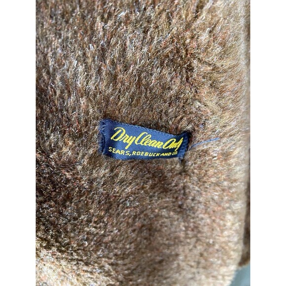 Vintage Men's Sz 36 Reg SEARS Outerwear Tan Over Coat With Zip Out Furry Lining - Picture 7 of 12